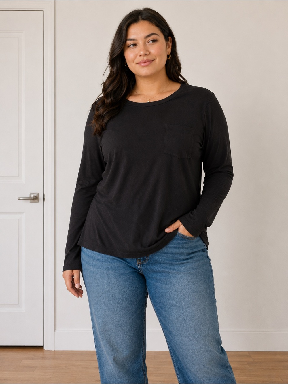 Madewell Black Long-Sleeve Pocket Tee - Women's